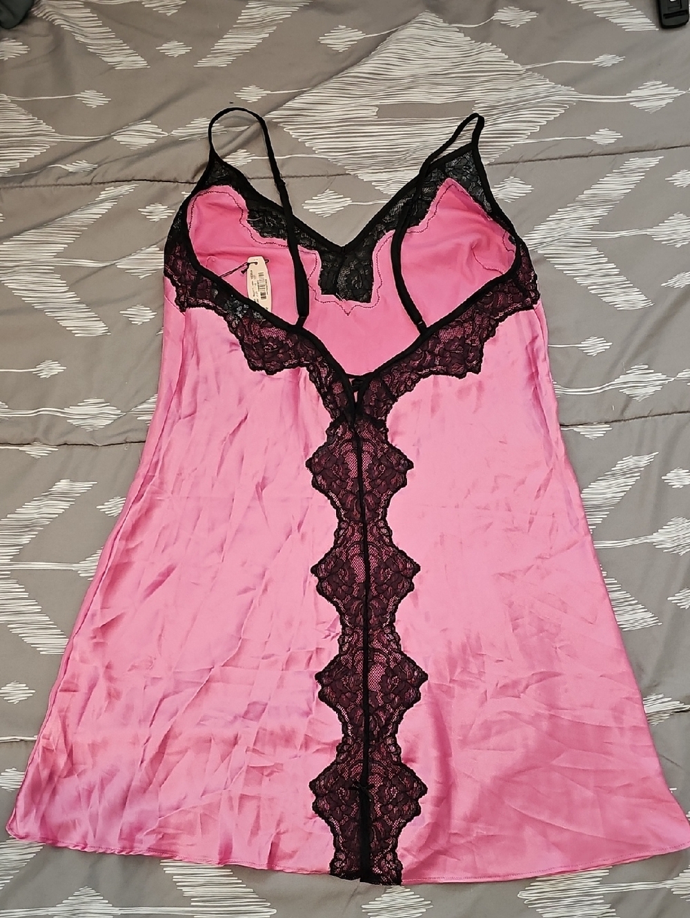 Victoria's Secret Pink Lace-Trim Satin Chemise - Picture 3 of 3